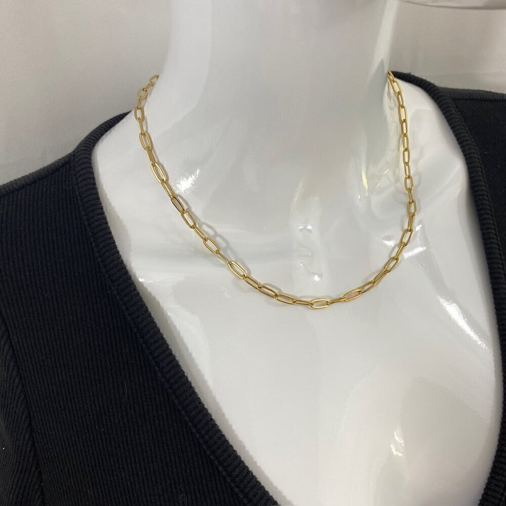 Paperclip Necklace Gold Plated Stainless Steel - Picture 5 of 9